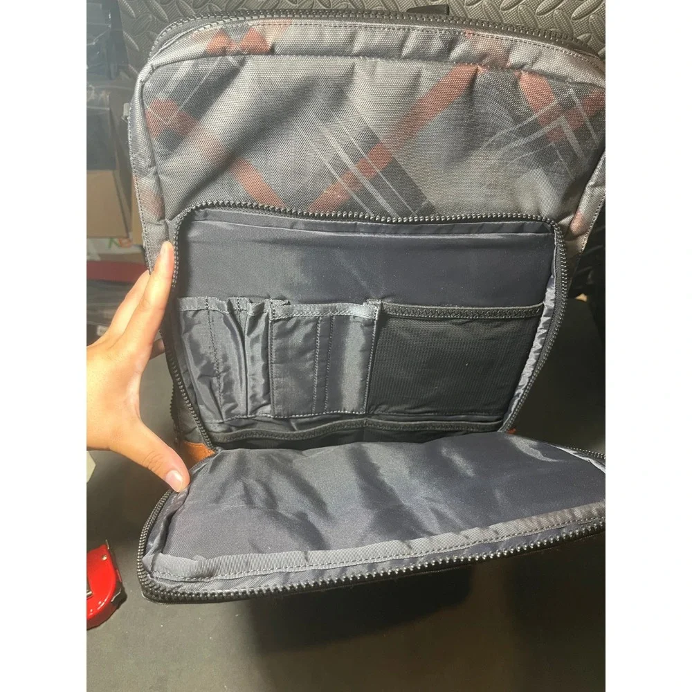 OGIO Covert Backpack Mens OS Orange Gray Plaid Style 111066 Laptop Tech Bag